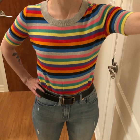 Multicolour knit scoop sweater tee - Picture 6 of 9